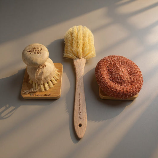 Zero-Waste Dishwashing Kit - 5-Piece Bamboo & Copper Set