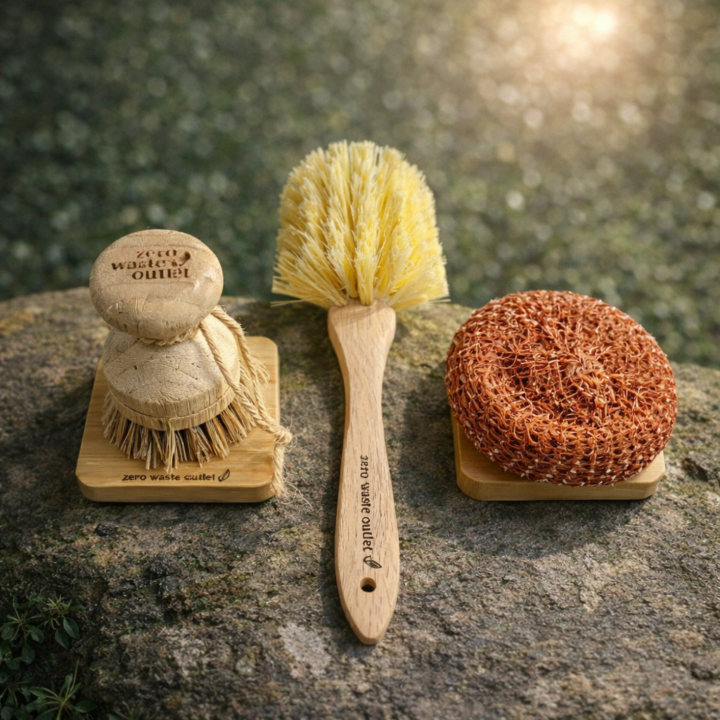 Zero-Waste Dishwashing Kit - 5-Piece Bamboo & Copper Set