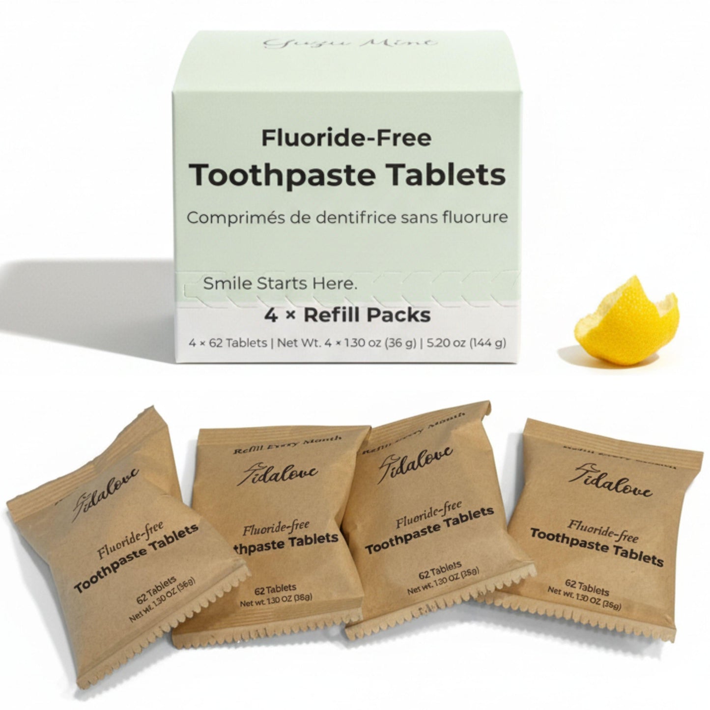 Fluoride-Free Yuzu Mint Toothpaste Tablets — 4 Month Supply